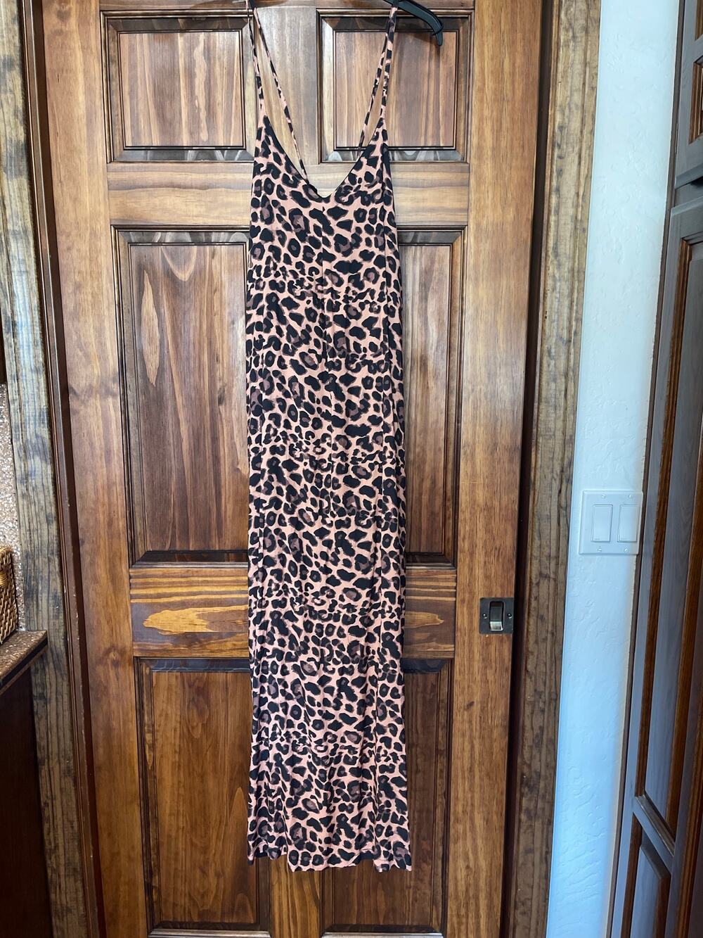 MALAI leopard print maxi slip dress M